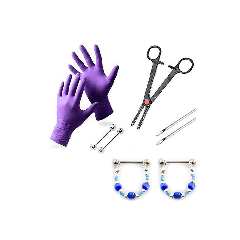 Beginner Body Piercing Kit 14G 16G 18G Body Jewelry Forceps Needles