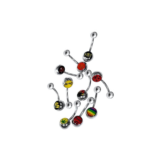 10 Belly Bottom rings 14G Logo design and signs Surgical Stainless Steel