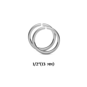 14ga Eyebrow Nose Ear Cartilage Hoops 316L Steel- Sold in Pairs - 3 Size Options