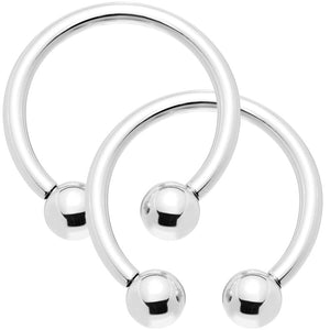 14ga Circular Horseshoe Barbell - Pair 1/2"(12mm) 316L Steel - Nose, Lip, Nipple