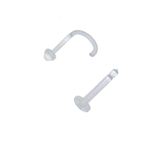2 Nose Piercing Retainers Combo Bendable Acrylic 18G
