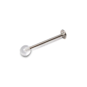 14GA Flat Bottom 316L Surgical Steel Tongue Cheek Jewelry - Clear or Solid Top