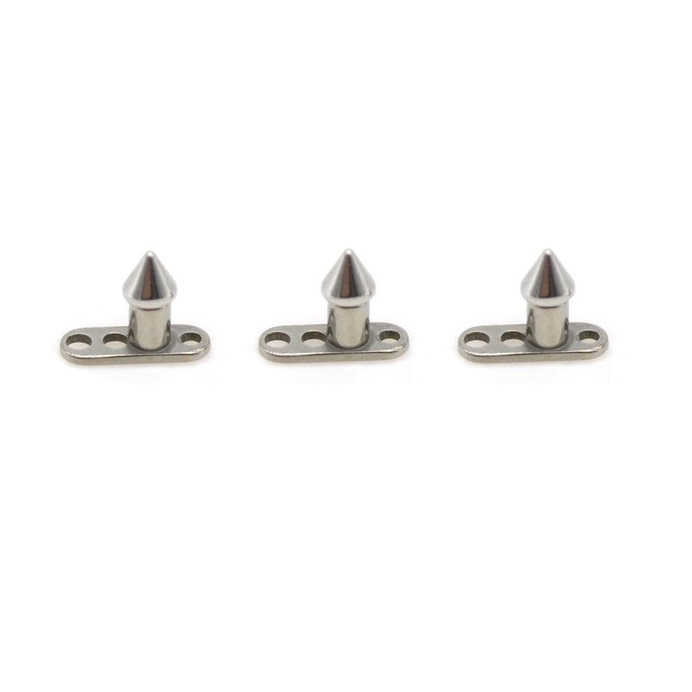 20PC Spike End 3mm Internally Threaded Dermal Base with Anchor-10 Top 10 Anchors