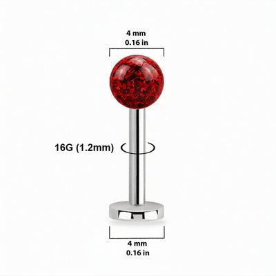 16G Ferido Ball Flat Back Labret Stud