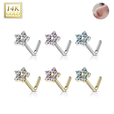 20G Flower L Shaped Nose Ring