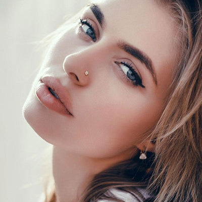 Flower CZ L Shaped Nose Studs