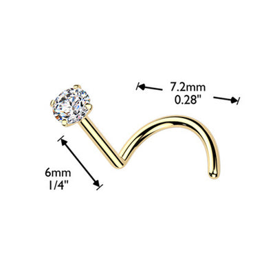 Moissanite Gems Corkscrew Nose Rings