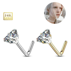 Triangle CZ L Shaped Nose Studs