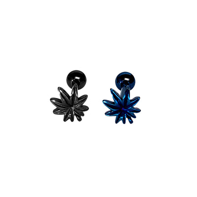 Tongue Ring Barbell Marijuana Anodized Titanium