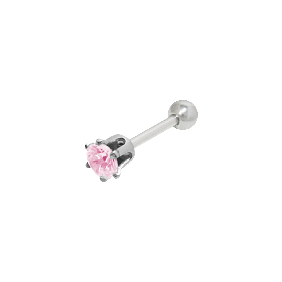Ear Cartilage Barbell with Square Press Fit Cubic Zirconia 16G Tragus Rook - Sold Individually