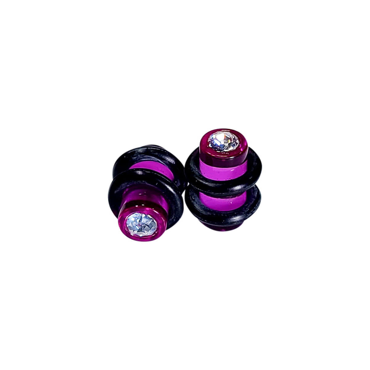Pair of Acrylic CZ Gem Jeweled Oring Ear Plugs - 5 Colors Available