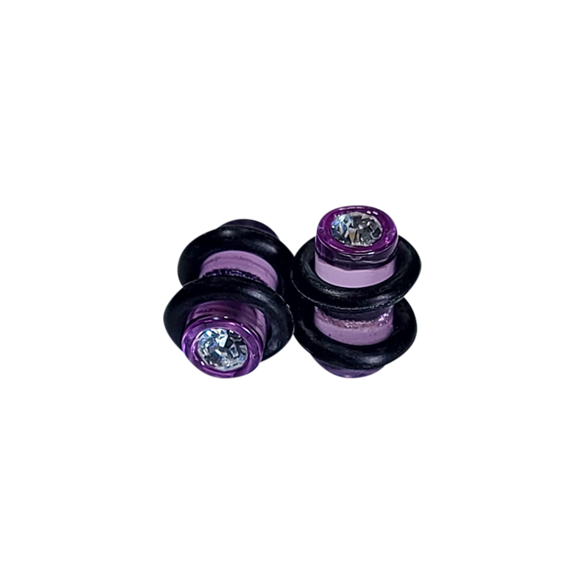 Pair of Acrylic CZ Gem Jeweled Oring Ear Plugs - 5 Colors Available