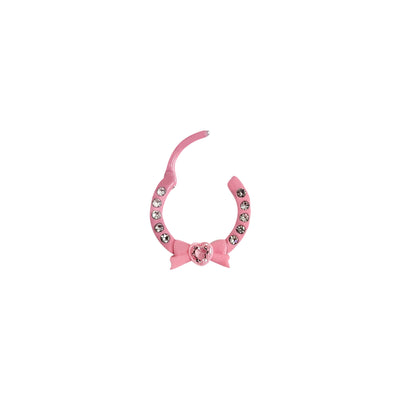 Septum Hinged Clicker Ion Plated Pink Bow with CZ Jewels Surgical Steel 16 Gauge