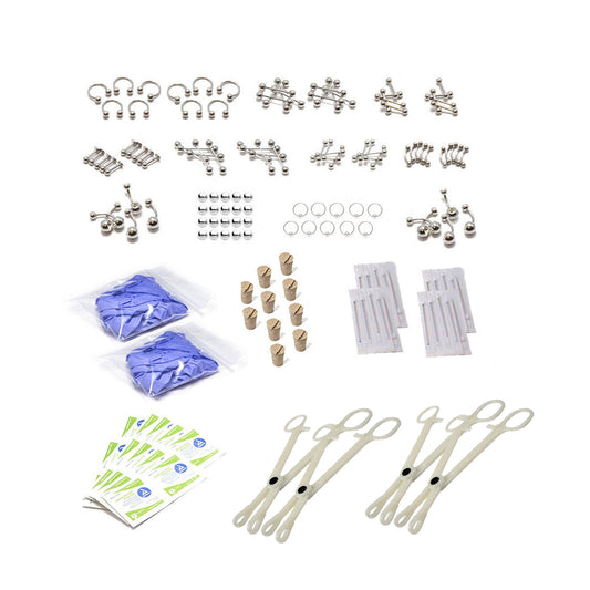 LionGothic 174pc.Professional Piercing Kit with Surgical Steel Jewelry