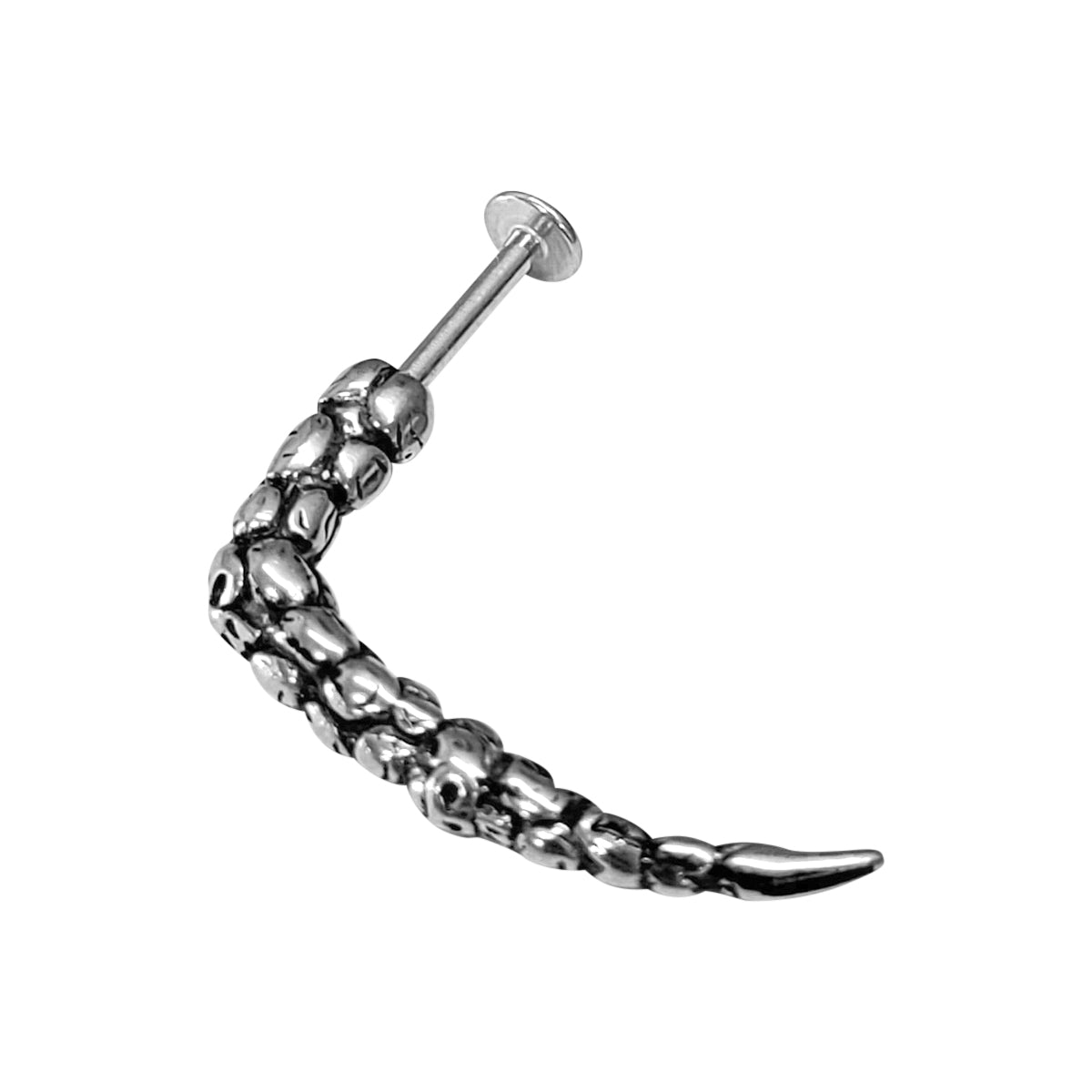 Labret Flat Back Gothic Skull Carved Long Claw Surgical Steel 14 Gauge