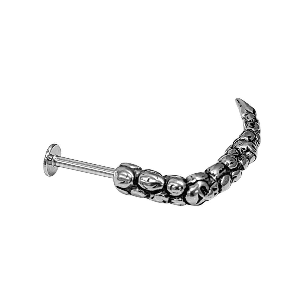 Labret Flat Back Gothic Skull Carved Long Claw Surgical Steel 14 Gauge