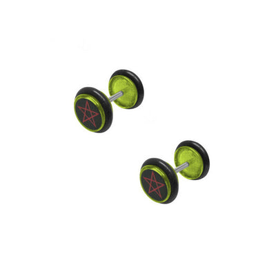 Acrylic Pentagram Star Design Fake/Cheater 14G Ear Plugs - 5 Colors Available