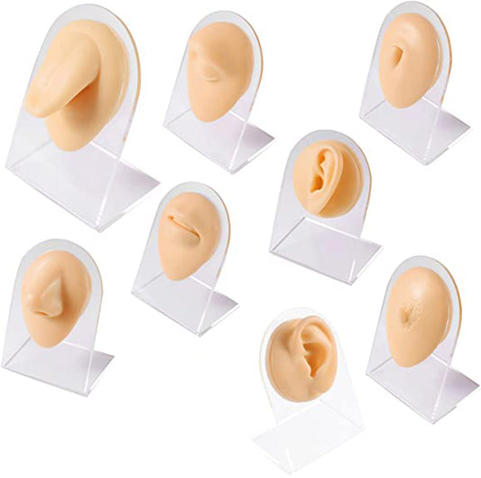 Soft Silicone Flexible Model Body Part Displays Set for Piercings - Sold Individually