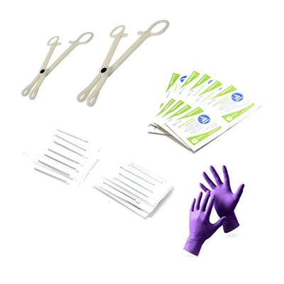 83-Piece Body Piercing Kit for Belly, Tongue, Nipple, Lip, Nose 14G & 16G Needle