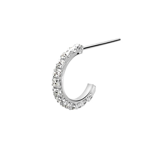 Nose Hoop Sterling silver self bending with a clear gem studded hoop 22 Gauge Sold Individually