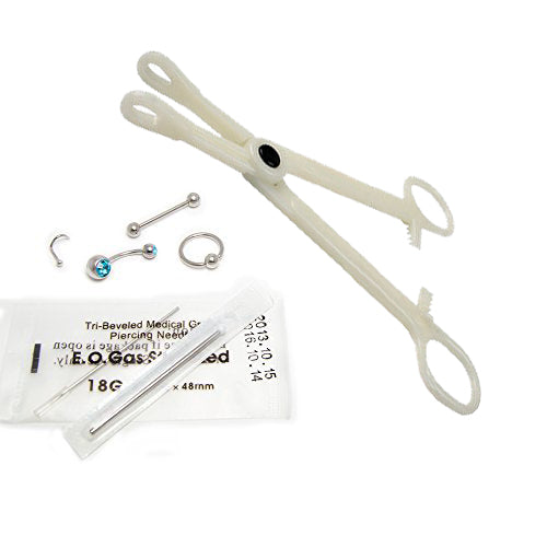 Piercing Kit - Belly Button,Tongue, Nipple, Lip, Nose, Ear w/14G & 18G Needles