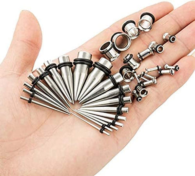 Tapers and Tunnels Ear Stretching Kit 36 Pieces &pcare soothing lubricant