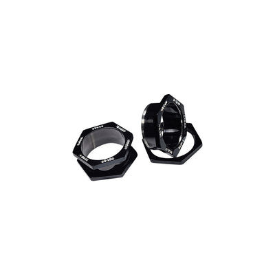 Pair of Black Ion Plated Screw Fit Hexagon Tunnels Clear CZ Jewels Ear Plugs