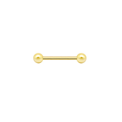 Tongue Ring 14K Solid Gold Piercing Barbell 14g
