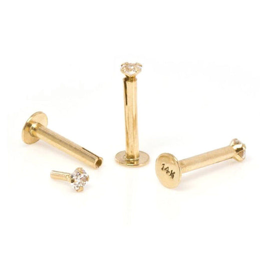 Labret Jewelry 14kt Yellow Gold Push Pop 16g