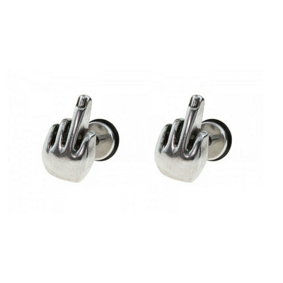 Pair of Fake plugs 16G middle finger surgical steel