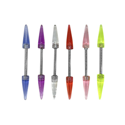 Straight Barbells 14G 16mm with 10mm acrylic spike fit most piercings 6 Pack