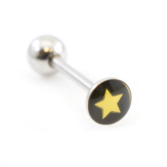 Tongue Barbell with Star Design design 14g