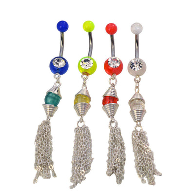Pack of 4 Belly Button Ring Dangling 316l Surgical Steel 14ga