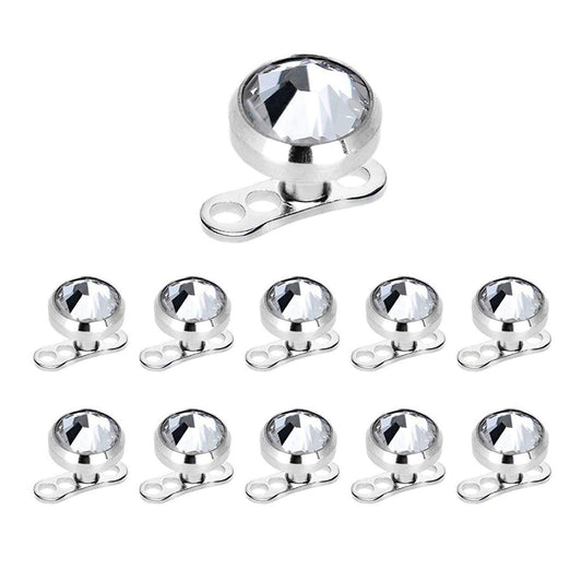 Dermal Anchors Tops and Bases 14g 5 mm and 6 mm Clear CZ 316L Package of 11 Surg