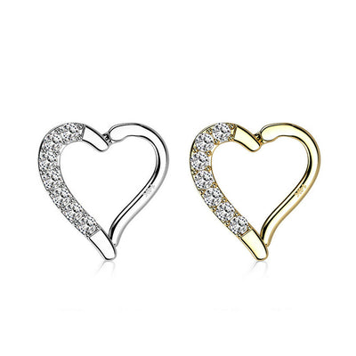 Hoop Hinged ring 14 karat Solid Gold Heart shape design with CZ jewels 16 Gauge