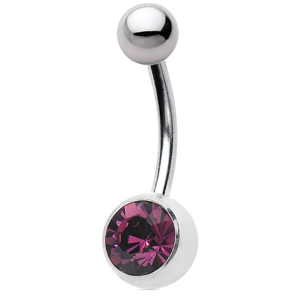 14ga Navel Ring Jeweled CZ High Polish 316L Surgical Steel - Sold Each