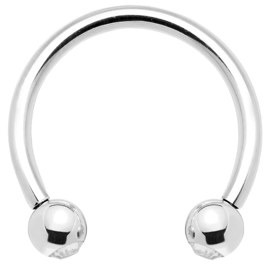 Circular Barbell Horseshoe Ring with Clear CZ Set Ball Ends