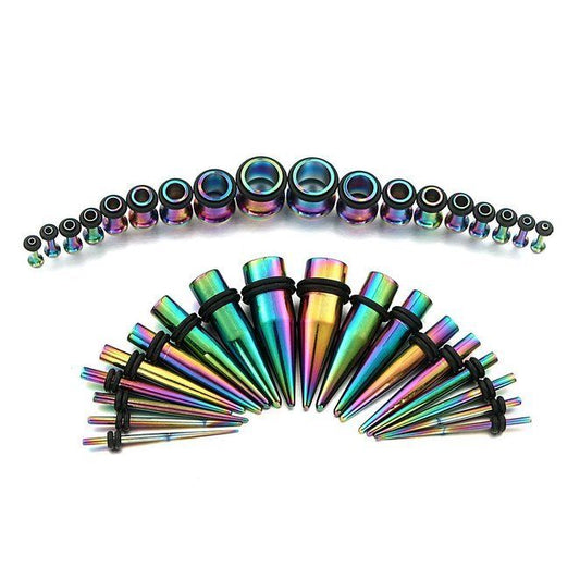 36pc Anodized Titanium Ear Stretching Kit Plugs & Tapers Set 14G - 00G