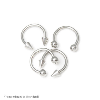4-Piece 16ga-5/16"(8mm) Circular Horseshoe Barbell Kit - 316L Surgical Steel