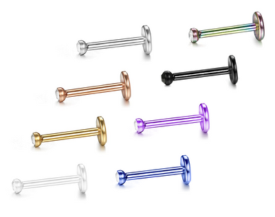 Labret Monroe Lip Ring Tragus Helix Earring Stud Barbell 16 Gauge Sold as pair