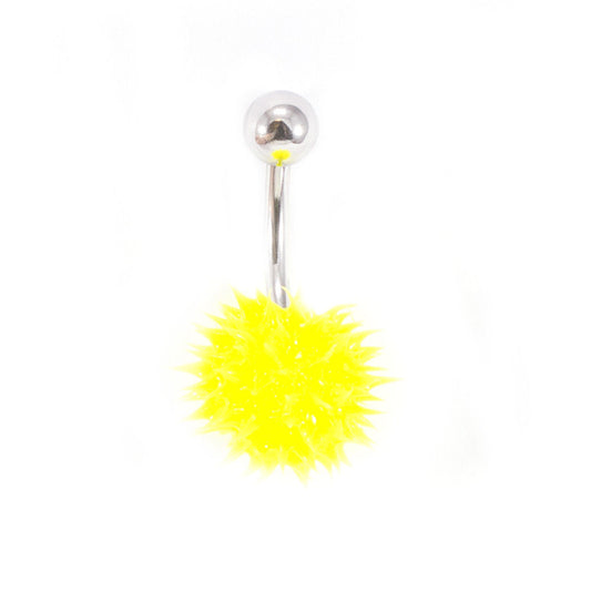 Belly Button Ring Navel Piercing with Spike Silicone Ball