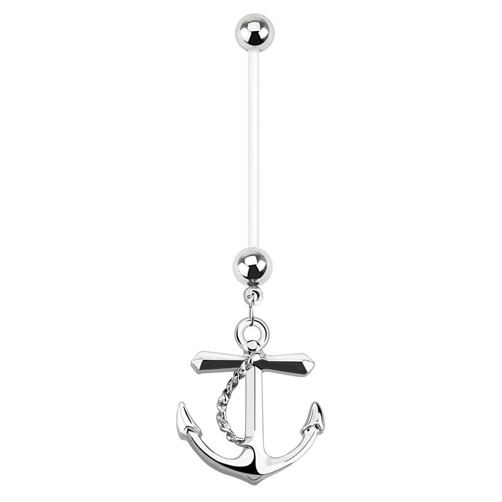 Maternity Navel Ring 14ga Dangle Anchor Design Flexible Pregnancy Barbell