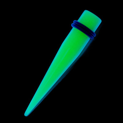 36 Pieces Ear Stretching Kit Glow Tapers with Plugs - 14G - 00G UV Glow Aqua