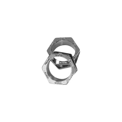 Pair of Surgical Steel Screw Fit Hexagon Tunnels Clear CZ Jewels Ear Plugs