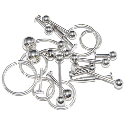 Wholesale Lot of 20 Basic Mixed 14G Body Piercing Jewelry Surgical Steel