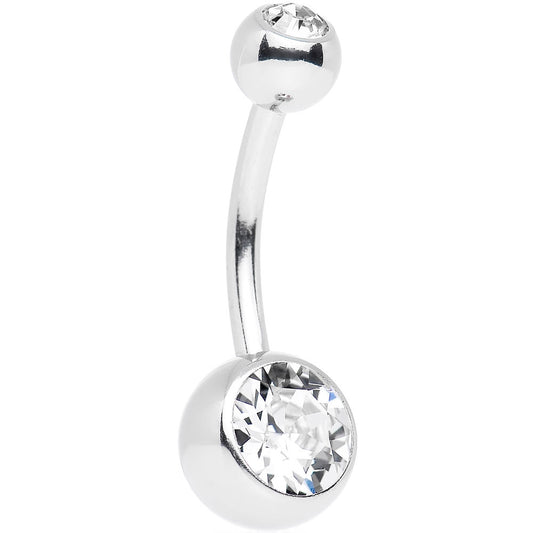 Belly Button Ring High Polish Surgical Steel CZ Gems 14G Navel Piercing Jewelry