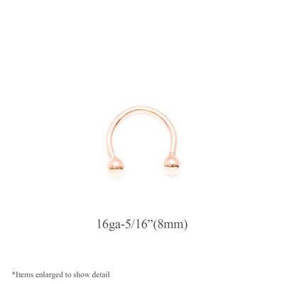 Rose Gold I.P. Coated 16G Body Piercing Jewelry - Lip, Eyebrow, Labret, Nipple