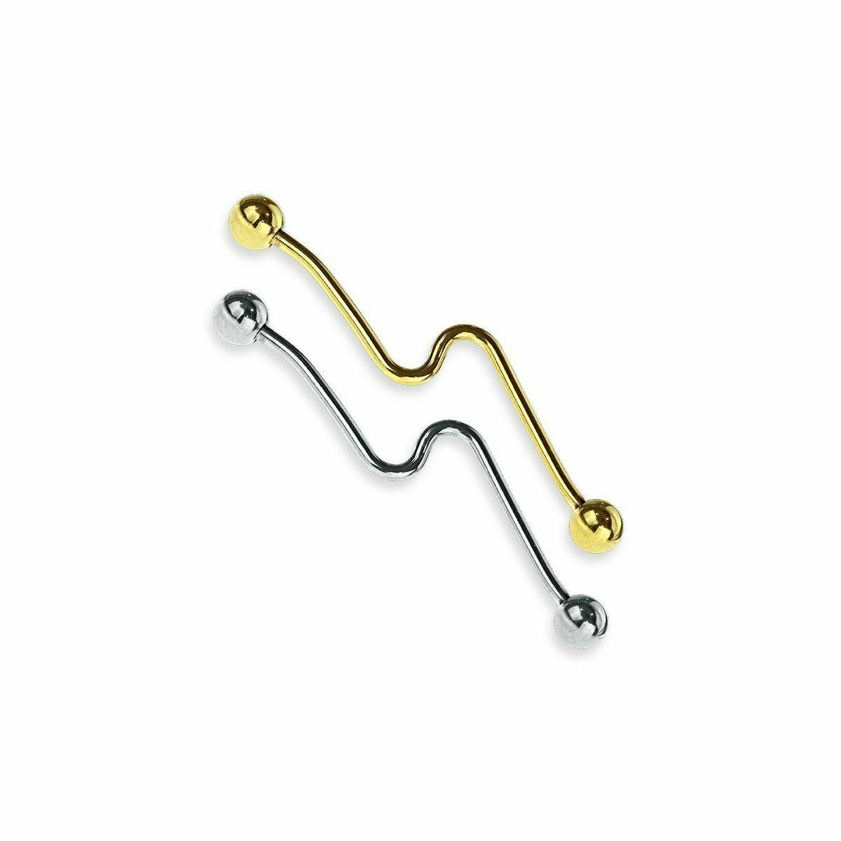 Industrial Barbell Surgical Steel Waved for scaffold piercings - Sold Each