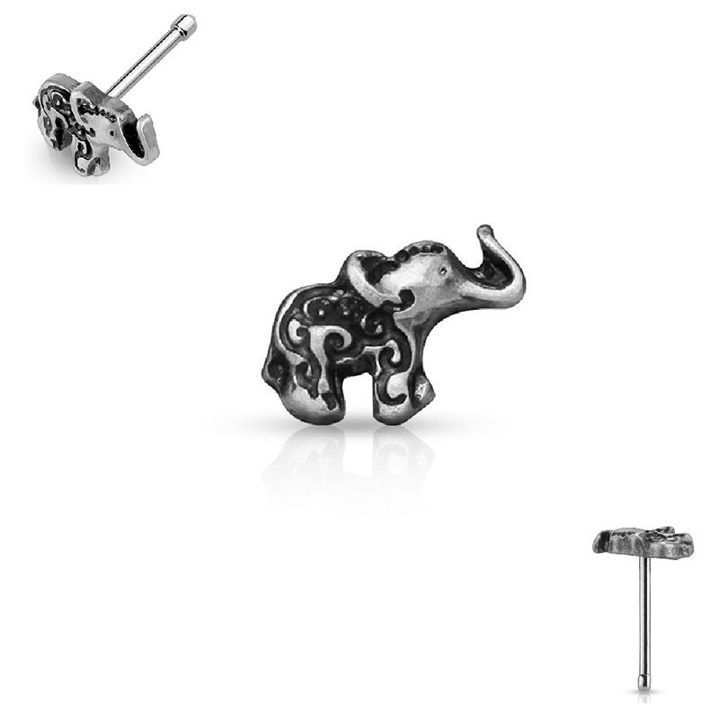 Nose Stud Bone Ring Elephant top Gold/Silver 20ga Nose Stud - Sold Separately