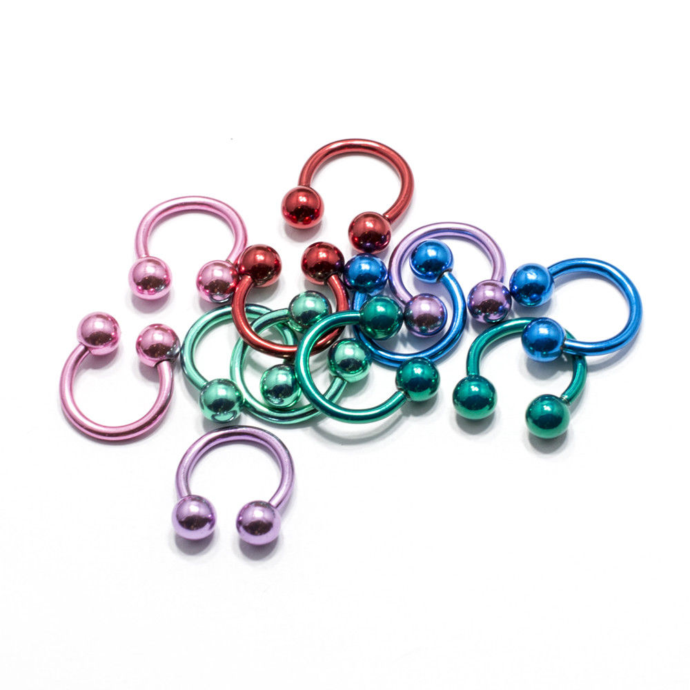 Circular Barbell Horseshoe Ring 10pc Anodized Surgical Steel Septum Lip 14G 16G